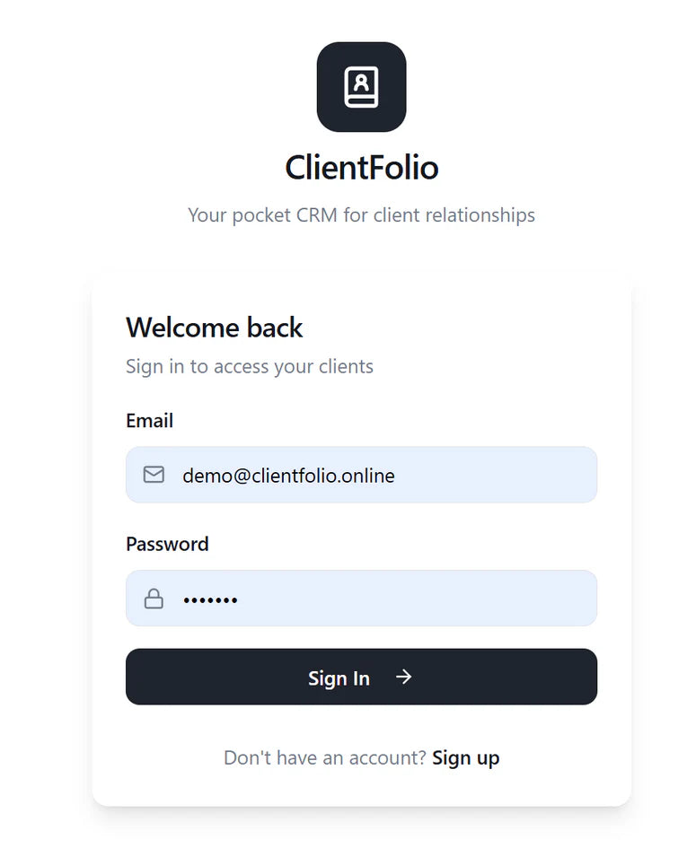 Client Folio | "Pocket CRM App" for Pros